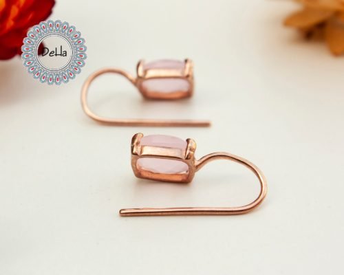 Cute Rose Quartz Earrings, Rose Quartz, Pink Earrings, Quartz Earrings, Rose Gold Plated, Pink Stone Earrings, Gift For Her - Image 4