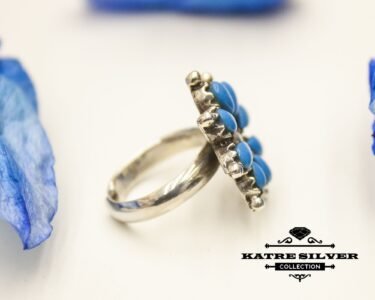 Blue Flower Turquoise Ring, Navajo Ring, Native American Ring, Southwestern Ring, Vintage Flower Ring, Silver Flower Ring, Blue Turquoise Ring - Image 7