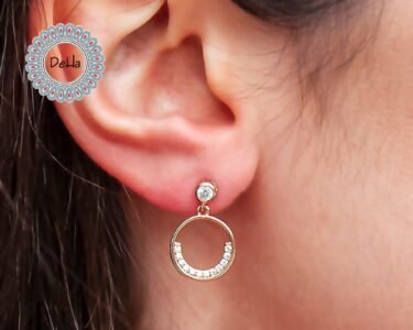 Dainty Round White Cz Earrings, Cz Stud Earrings, Cz Earrings, Rose Gold Earrings, Cz Jewelry, Women Earrings, Elegant Earrings, Circle