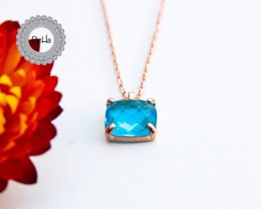 Swiss Blue Topaz Necklace, Dainty Jewelry, Rose Gold Filled, Birthday Gift, December Birthstone, Swiss Topaz Necklace, Gifts for Her - Image 3