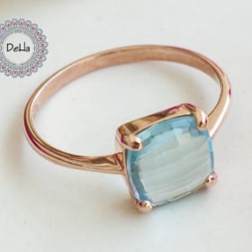 Sky Blue Topaz Ring Small - Simple Topaz Quartz Ring - Small Stackable Ring - Dainty Layer Ring - Sky Blue Topaz - December Birthstone