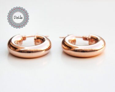 Rose Thick Hoop Earring, Chunky Hoops, Chunky Hoop Earrings, Everyday Hoops, Big Hoop Earrings, Rose Gold Hoops, Statement Hoops, Chunky - Image 3