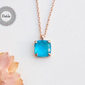 Swiss Blue Topaz Necklace, Dainty Jewelry, Rose Gold Filled, Birthday Gift, December Birthstone, Swiss Topaz Necklace, Gifts for Her