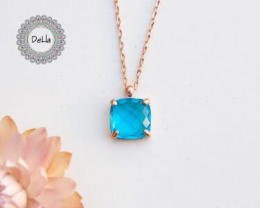 Swiss Blue Topaz Necklace, Dainty Jewelry, Rose Gold Filled, Birthday Gift, December Birthstone, Swiss Topaz Necklace, Gifts for Her