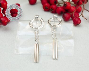 Dainty Dangle Silver Bar Earrings, Bar Earrings, Dainty Earring, Everyday Earrings, Dangle Earring, Gift for Her, Long Earrings, Earrings - Image 6