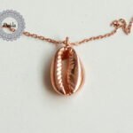 Solid Cowrie Pendant, Cowrie Necklace, Cowrie Jewelry, Cowrie, Long Necklace, Beach Necklace, Summer Necklace, Solid Necklace, Rose Gold