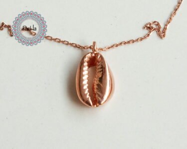 Solid Cowrie Pendant, Cowrie Necklace, Cowrie Jewelry, Cowrie, Long Necklace, Beach Necklace, Summer Necklace, Solid Necklace, Rose Gold