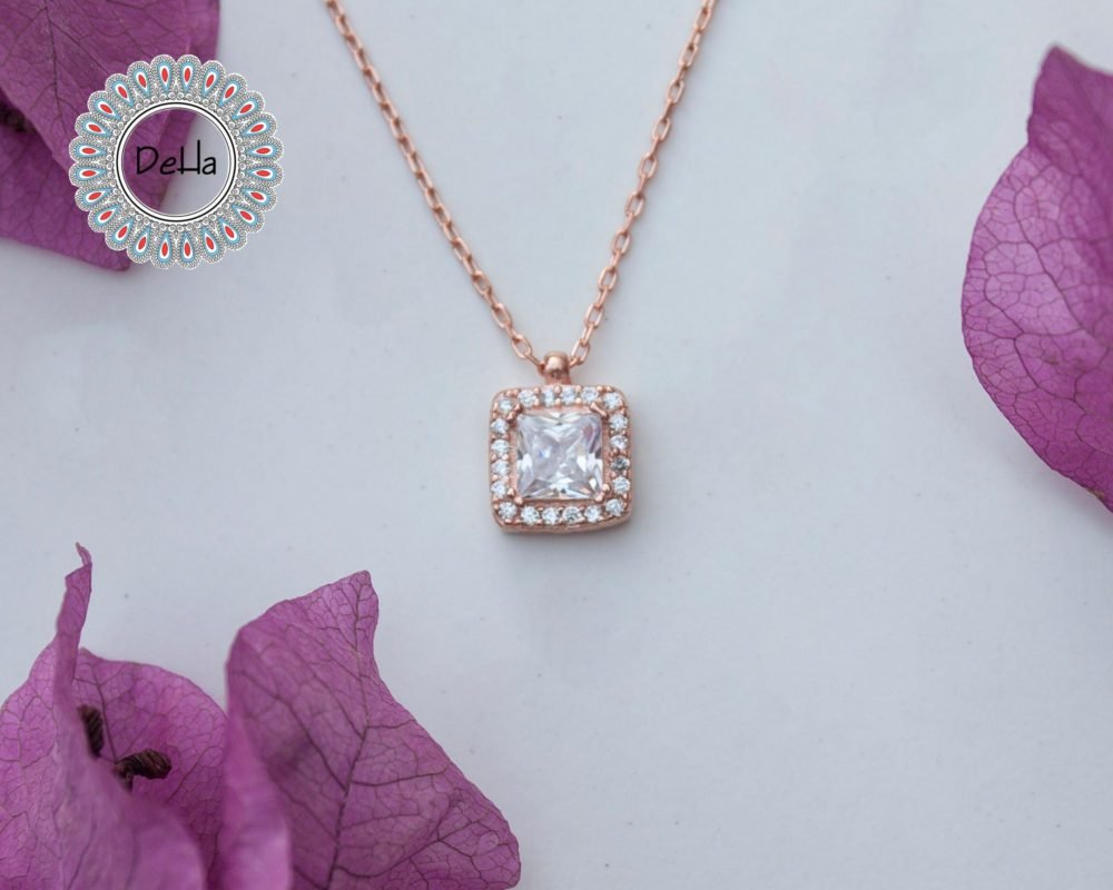 Simple Cz Necklace, Cz Solitaire, Dainty Solitaire, Solitaire Pendant, Solitaire Necklace, Rose Gold Solitaire, Minimal Necklace, Cz Necklace