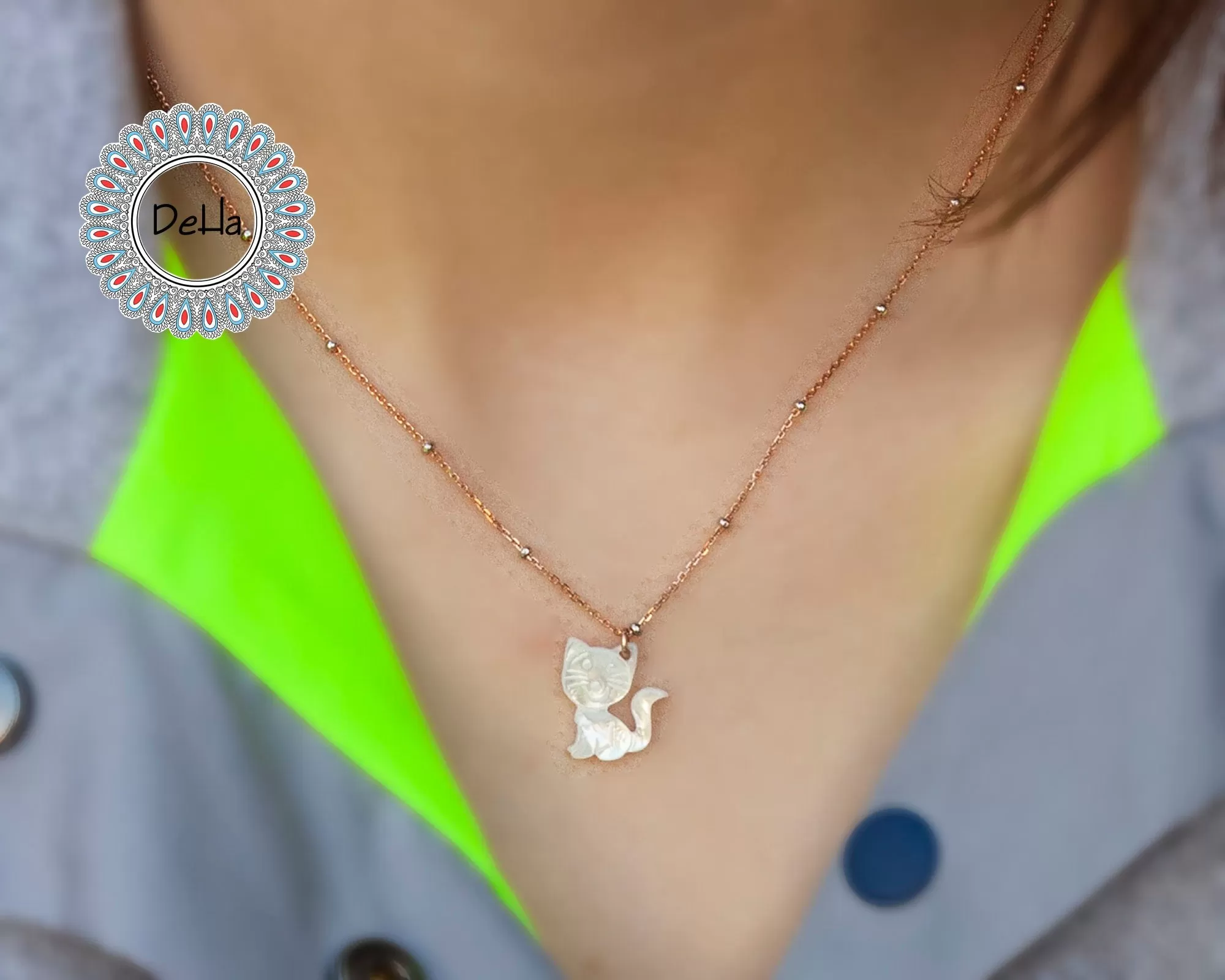 Cute White Shell Cat Necklace 925 Sterling Silver – Dainty Cat Lover Jewelry, Ocean Gift for Her - Image 5