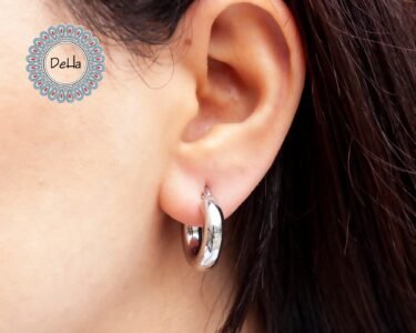 Thick Hoop Earrings, Chunky Hoops, Chunky Hoop Earrings, Everyday Hoops, Big Hoop Earrings, Statement Hoops, Sterling Silver Hoop, Silver - Image 2