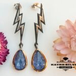 blue kyanite earrings 925 sterling silver drop gemstone