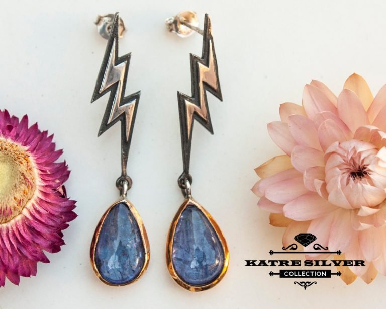 Blue Kyanite Lightning Earring, Blue Kyanite Earring, Kyanite Earrings, Flash Earring, Kyanite Jewelry, Teardrop Earrings, Drop Earrings
