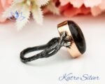 Black Rutilated Quartz Ring, Oxidized Silver Ring, Sterling Silver Ring, Black Silver Ring, Vintage Oval Ring, Anniversary Gift for Her - Image 6
