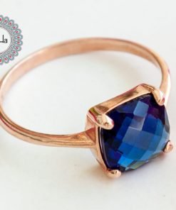 Sapphire Quartz Small Ring - Blue Gemstone Ring - September Birthstone Ring - Small Sapphire Ring - Blue Gemstone Stackable Ring - Sapphire