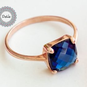 Sapphire Quartz Small Ring - Blue Gemstone Ring - September Birthstone Ring - Small Sapphire Ring - Blue Gemstone Stackable Ring - Sapphire