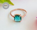 Small Aquamarine Ring - Simple Aquamarine Quartz Stack Ring - Small Stackable Ring - Mint Green Ring - March Gemstone - Aquamarine Ring - Image 5