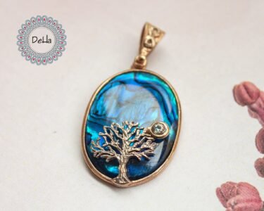 Tree and Full Moon, Full Moon Pendant, Natural Sea Shell, Tree and Moon, Sea Shell Pendant, Art Pendant, Art Jewelry, Sea Shell, Gift for Her - Image 3