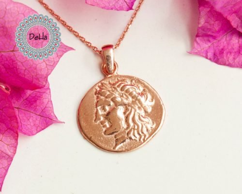 Rose Gold Plated Old Coin Necklace, Old Coin Necklace, Old Coin Pendant, Ancient Coin Pendant, Antique Coin Gift, Rose Gold Pendant