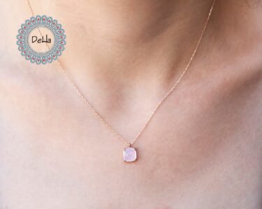 Elegant Tiny Rose Quartz Necklace 925 Sterling Silver – Dainty Pink Gemstone Pendant, Rose Gold Jewelry Gift for Her - Image 2