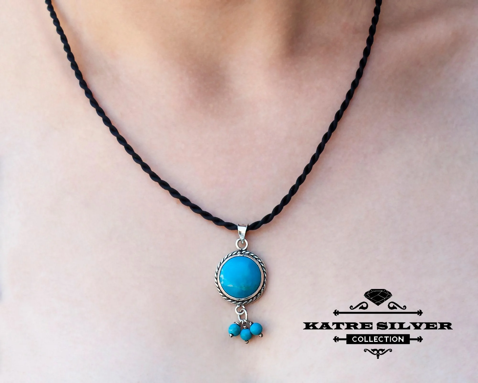 Turquoise Pendant with Dangles, Turquoise Jewelry, Blue Turquoise, Turquoise Necklace, Dangle Pendant, Blue Pendant, Turquoise Gift, Turquoise - Image 2