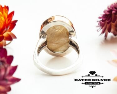 Golden Rutilated Quartz Ring, Statement Gemstone Ring, Handmade Silver Ring, Unique Quartz Ring, Luxury Jewelry for Women - Image 7