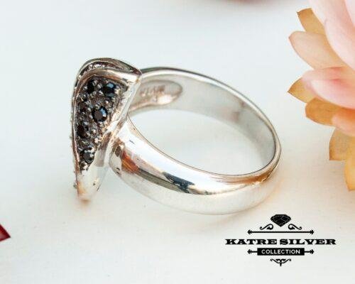 Silver Leaf Cz Ring, Onyx Ring, Leaf Ring, Cz Ring, Cubic Zirconia Ring, Anniversary Ring, Designer Ring, 925 Silver Ring, Women Ring - Image 6
