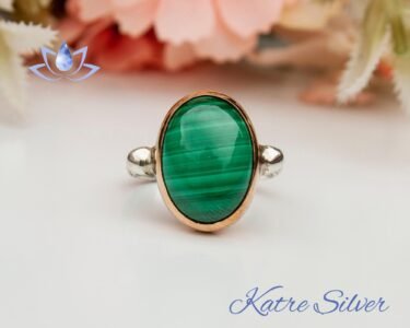 Dainty Green Malachite Vintage Rings, Malachite Ring, Stone Ring, Minimalist Ring, Dainty Ring, Green Stone Ring, Unique Rings, Gifts for Her - Image 3