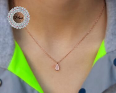 Powder Pink Necklace, Powder Pink, Pink Teardrop, Teardrop Necklace, Teardrop Pendant, Pink Pendant, Pink Jewelry, Gift Necklace, Minimalist - Image 2