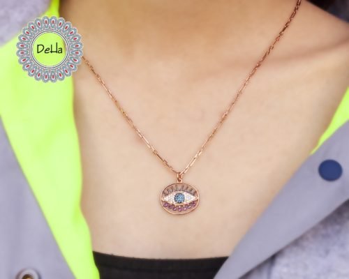 Protection Cz Necklace, Dainty Long Necklace, Evil Eye Necklace, Evil Eye Pendant, Protection Necklace, Cz Necklace, Eye Necklace, Evil Eye - Image 5
