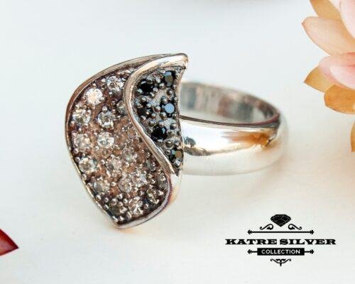 Silver Leaf Cz Ring, Onyx Ring, Leaf Ring, Cz Ring, Cubic Zirconia Ring, Anniversary Ring, Designer Ring, 925 Silver Ring, Women Ring - Image 5