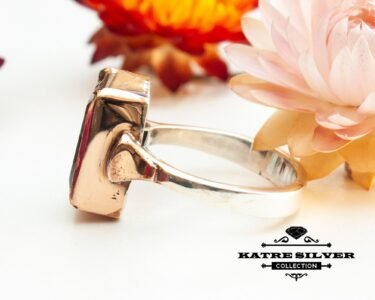 Blue Labradorite Ring, Rectangle Stone Ring, Statement Gemstone Ring, Handmade Silver Ring, Boho Jewelry for Women - Image 5