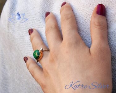 Dainty Green Malachite Vintage Rings, Malachite Ring, Stone Ring, Minimalist Ring, Dainty Ring, Green Stone Ring, Unique Rings, Gifts for Her - Image 4