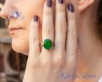 Pirate Oyster Shell Art Silversmith Oval Faceted Cut Paraiba Tourmaline Ring - Paraiba Engagement Sterling Silver Ring Promise Green Emerald - Image 2
