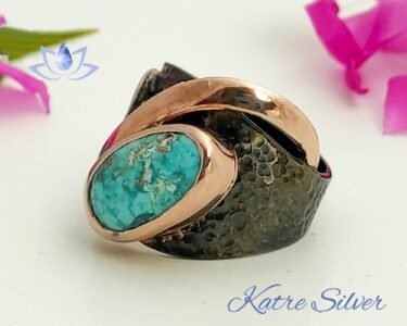 Green Turquoise Ring, Handmade Ring, Turquoise Ring, Turquoise Jewelry, Gemstone Ring, Statement Ring, Birthstone Ring, 925 Silver Ring, Boho - Image 4