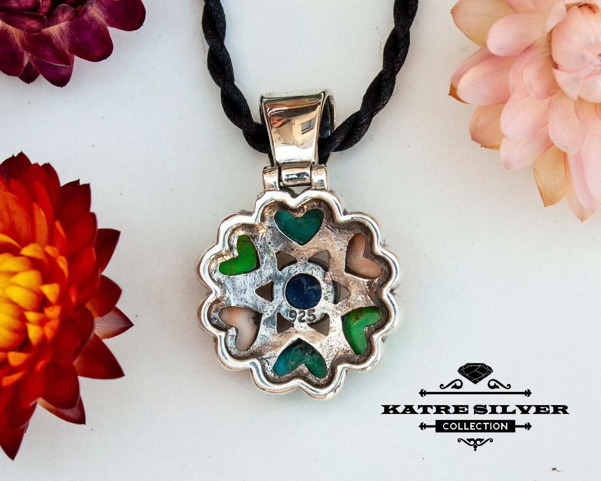 Multi Color Gemstone Pendant Necklace, Multicolor Stone Necklace, Sterling Silver Pendant, Statement Jewelry, Gift for Her - Image 6