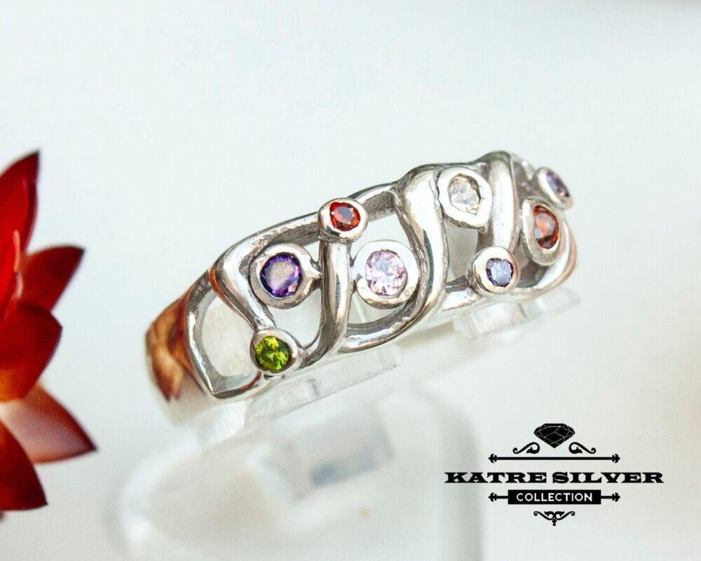 Cluster Multistone Ring, Cluster Engagement, Cluster Ring, Multi Stone Ring, Birthstone Ring, Anniversary Ring, Designer Ring, Ring for Her