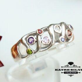 Cluster Multistone Ring, Cluster Engagement, Cluster Ring, Multi Stone Ring, Birthstone Ring, Anniversary Ring, Designer Ring, Ring for Her