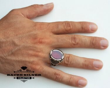 Mens Handmade Ring, Turkish Handmade Silver Men Ring, Ottoman Mens Ring, Red Stone Men Ring, Gift for Him, 925k Sterling Silver Ring - Image 2