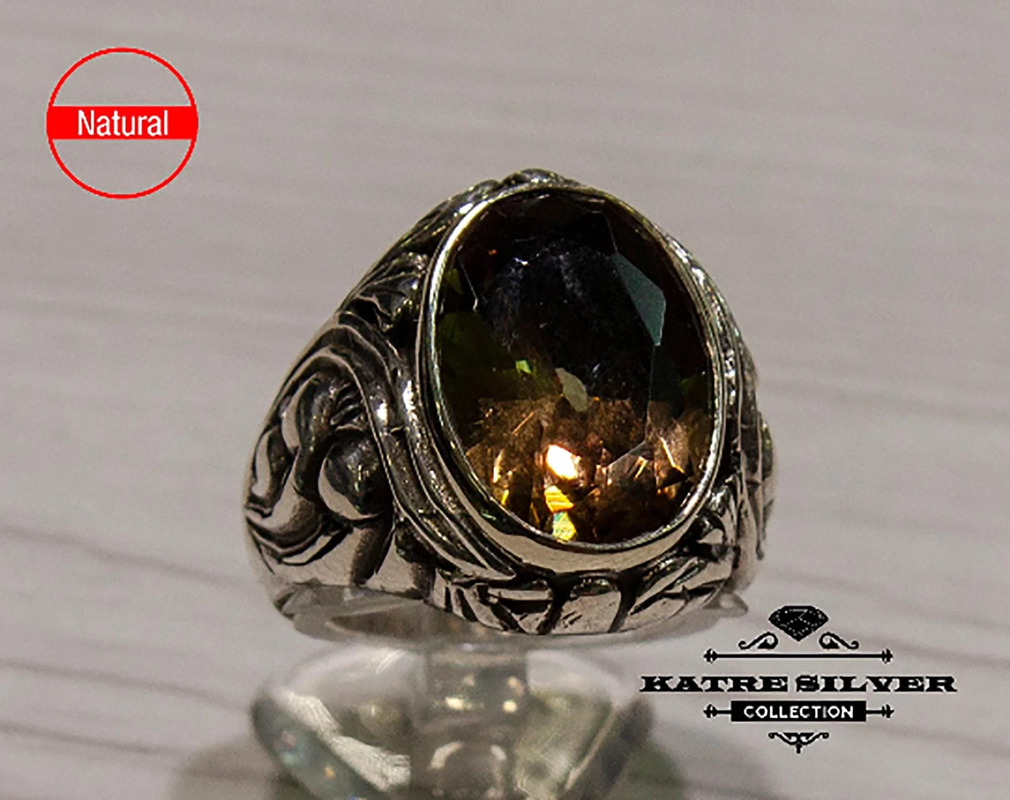 Men’s Zultanite Ring, Ottoman Silver Ring, Diaspore Ring for Men, Handmade Turkish Ring, Luxury Statement Ring Gift for Him - Image 7