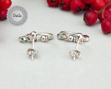 Mix Stone Earrings, Multi Stone Earrings, Multi Color Earrings, Multi Color Stone, Mix Color, CZ Stone, Earring Jewelry, Women Earring, Silver - Image 7