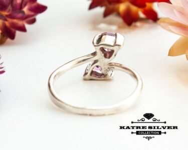 Dual Heart Ring, Pink Stone Heart Ring, Dainty Statement Ring, Romantic Jewelry, Gift Ring for Her - Image 7