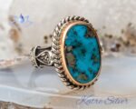 Raw Genuine Turquoise Blue Natural Stone Navajo Native American Unisex Ring, Handmade Ring, Unisex Jewelry, Blue Gifts - Image 3