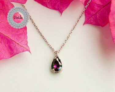 Elegant Mystic Topaz Teardrop Necklace – Dainty Minimal Gemstone Pendant for Women - Image 5