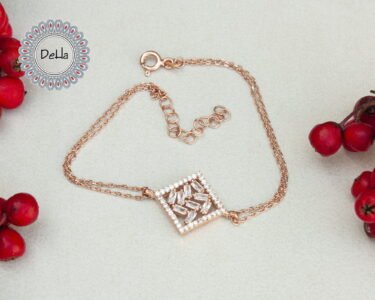 Rectangle Square Baguette Cut Bracelet, Baguette Jewelry, Art Deco Bracelet, Women Bracelet, Statement Bracelet, Rose Gold Bracelet, Dainty - Image 5