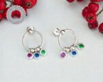 Mix Stone Earrings, Multi Stone Earrings, Multi Color Earrings, Multi Color Stone, Mix Color, CZ Stone, Earring Jewelry, Women Earring, Silver - Image 9