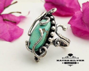 Green Turquoise Vintage Ring, Turquoise Rings, Turquoise Jewelry, Gemstone Ring, Handmade Ring, Turquoise Gift, Gift For Her - Image 3