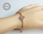 Rectangle Square Baguette Cut Bracelet, Baguette Jewelry, Art Deco Bracelet, Women Bracelet, Statement Bracelet, Rose Gold Bracelet, Dainty - Image 4