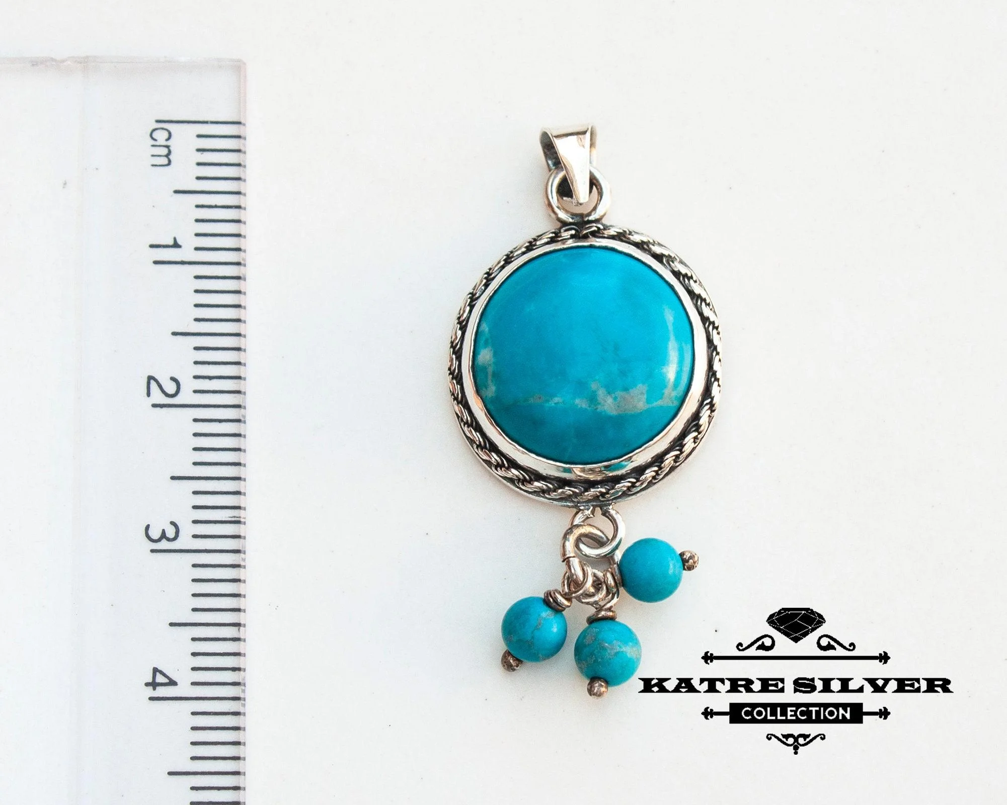 Turquoise Pendant with Dangles, Turquoise Jewelry, Blue Turquoise, Turquoise Necklace, Dangle Pendant, Blue Pendant, Turquoise Gift, Turquoise - Image 7