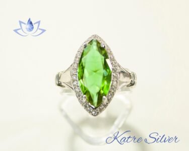 Marquise Halo Diaspore Ring – Elegant Color Changing Engagement Silver Ring - Image 4
