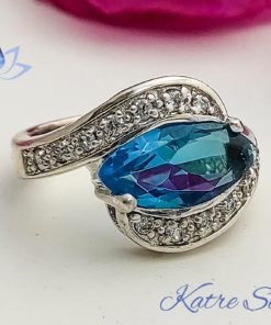 Marquise Cut Halo Engagement Swiss Blue Topaz Ring, Marquise Ring, Halo Ring, Anniversary Ring, Birthstone Ring, Gift for Her